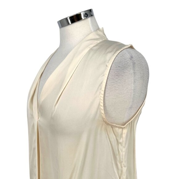 Quince Sleeveless Silk Blouse Stretch Ivory Cream Size Medium - Picture 3 of 10